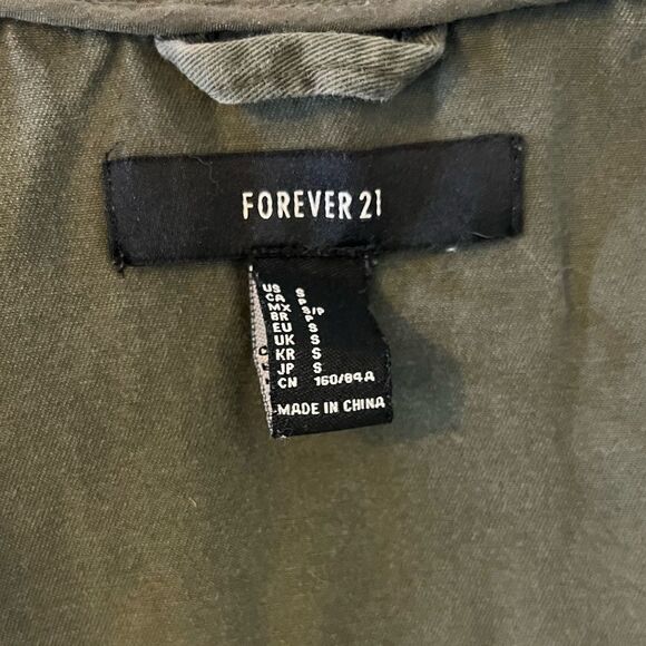 Forever 21 Green Hooded Zip Front Utility Jacket Size Small - Picture 8 of 9
